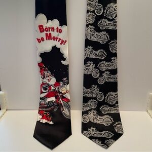 Motorcycle Themed Ties Lot Of 2 Beverly Hills Polo Club Hallmark Polyester